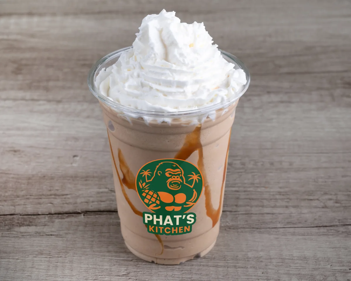 Peanut Frappe — thick blended coffee with peanut and whipped cream